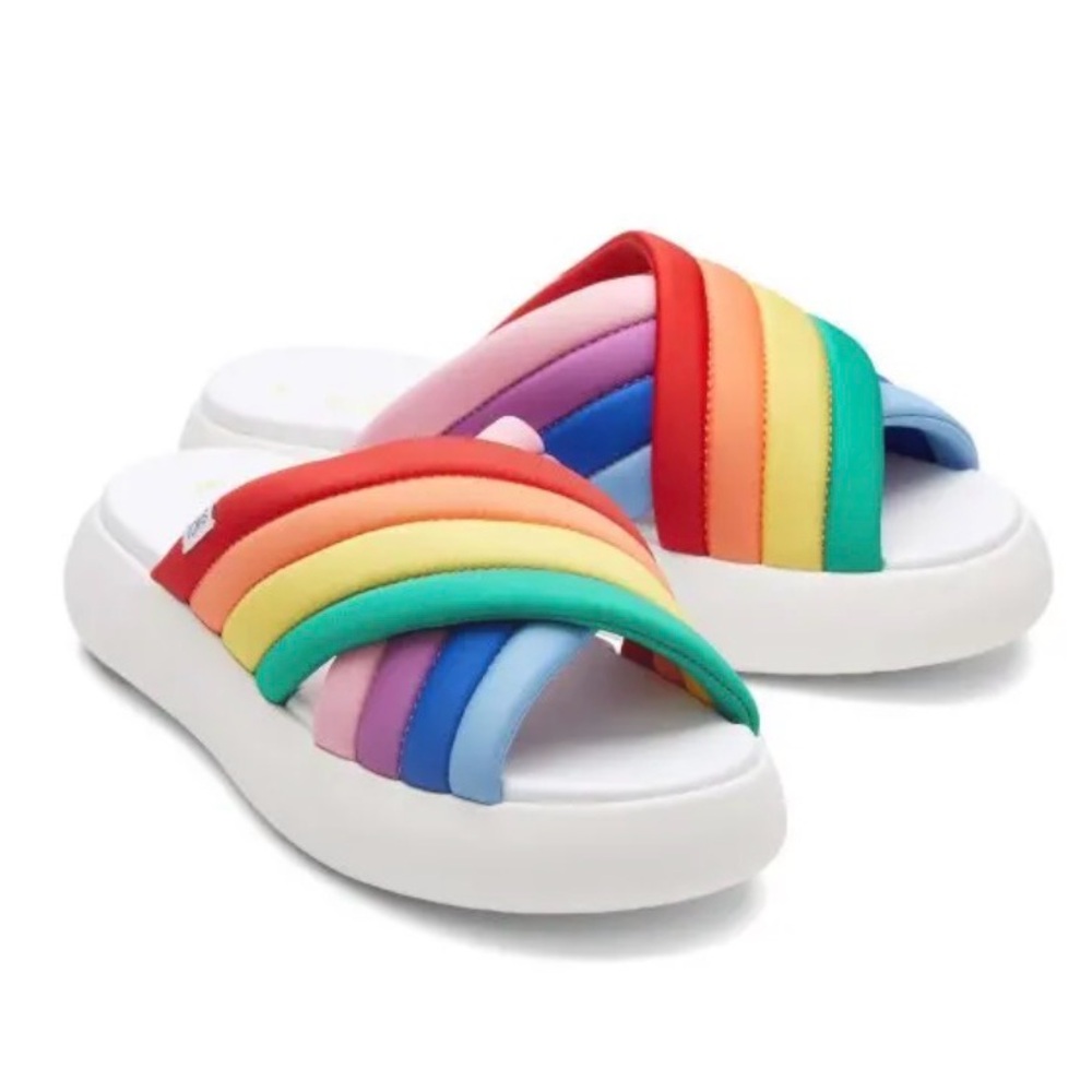 TOMS Rainbow Slide Sandals size 6 Women’s